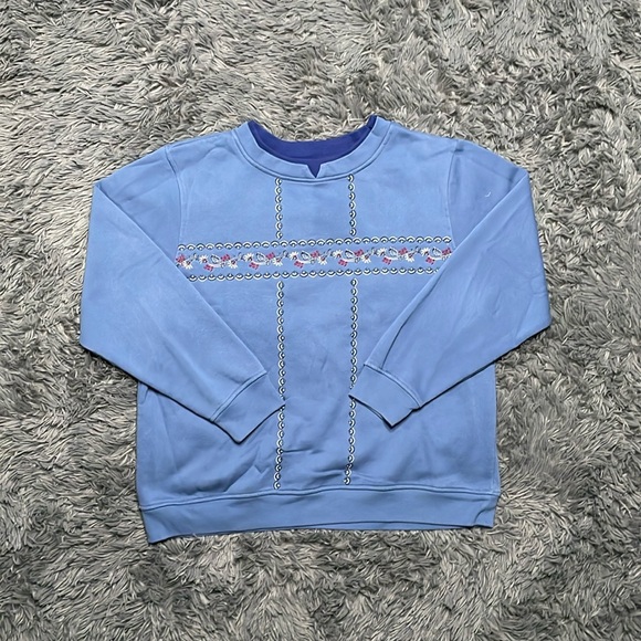 Vintage 90's Flower Blue Women's Crewneck Size Large - Picture 2 of 6